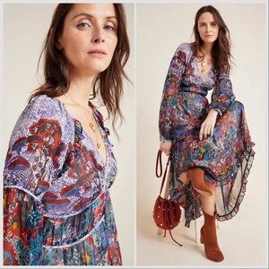 Anthropologie Maeve Annabella Printed Maxi Dress Size 6